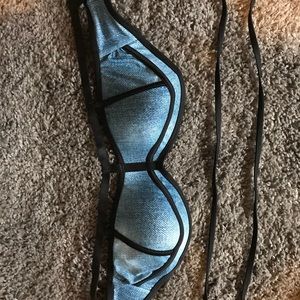 Two piece swimsuit denim colored with black detail